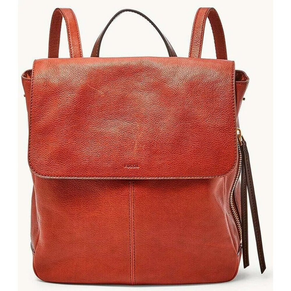 S NWB Fossil Claire Brandy Leather Backpack SHB1932213 Brown $195